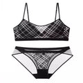 Ensemble Lingerie Carreaux Vintage Américain Pour Femmes, Soutien-Gorge Push Up Fin Anti Affaissement Confortable