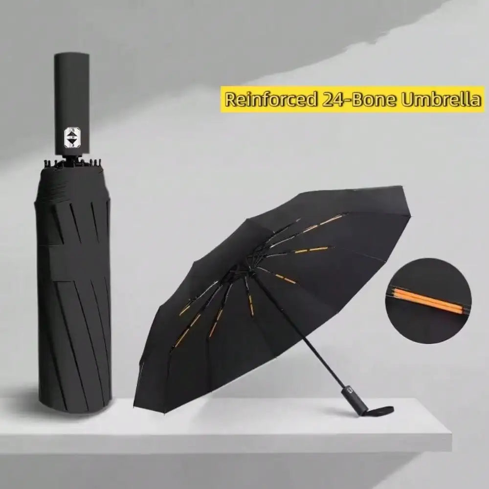 Automatic Black Glue Folding Rain Umbrella Reinforcement And Thickening For Sun And Rain Protection Umbrella