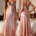 Sommer Damen 4-teiliges Pyjama-Set Nachtwäsche Sexy Spitzenbesatz Nachthemd Dessous Pyjama für Damen Lockere Satin-Hauskleidung Loungewear