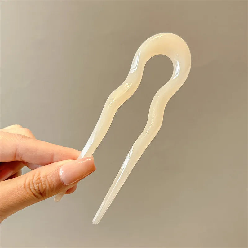 U-förmige Haargabel Mode Schildpatt Acetat Acryl Haarnadel Geometrischer Kopfschmuck Haarstäbe Frauen Mädchen Haar-Accessoires