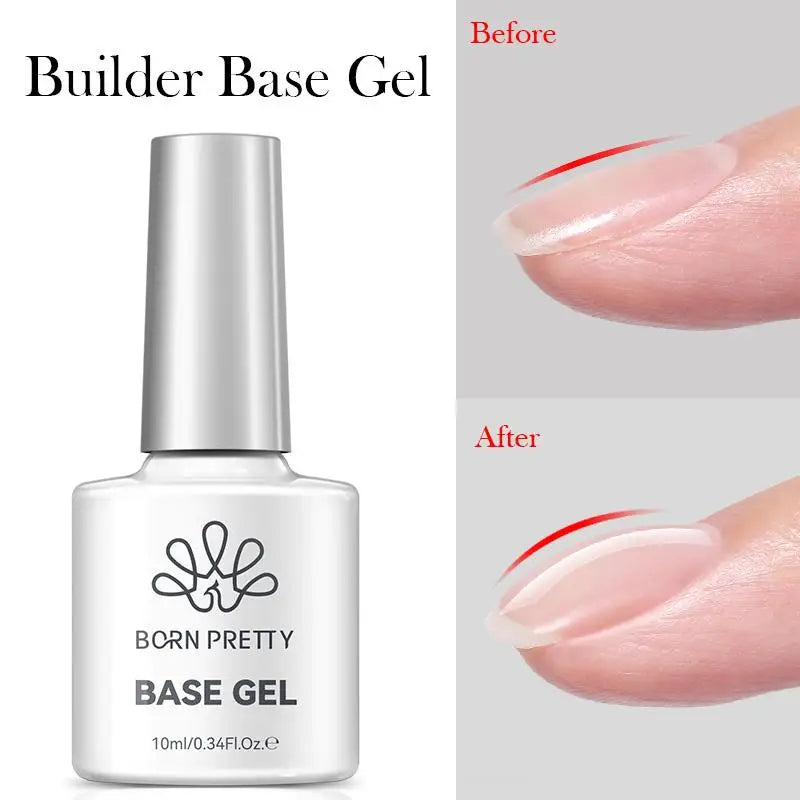 BORN PRETTY 10ml Base Gel Top Coat Rubber Gel Aufbaugel für Nägel Tools Soak Off UV LED Nagellack Funktionsgel