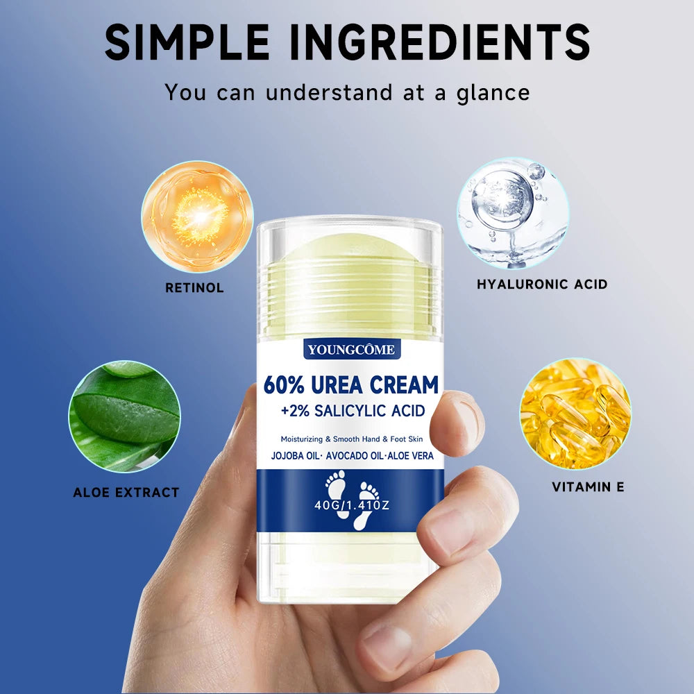 Fußcreme mit 60% Urea + 2% Salicylsäure Intensive feuchtigkeitsspendende Fuß- und Handpflege Feuchtigkeitscreme für Füße und Hände