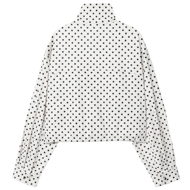 HXAO Polka Dot Bomberjacke Damen Jacken Übergangsjacke Oversized Langarm Oberteil Oberbekleidung Fliegerjacke Plus Size Reißverschluss Kurze Jacken