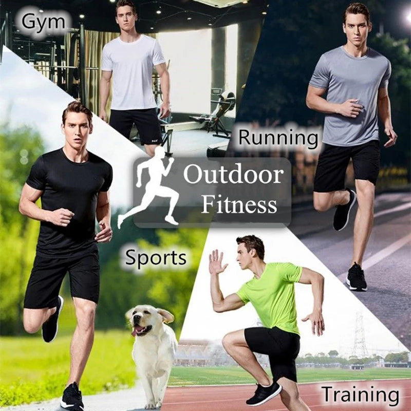 Herren schnelltrocknendes Kurzarm-T-Shirt für Fitnessstudio, Laufen, feuchtigkeitsableitend, Rundhals, Training, Übung, Fitnessstudio, Sportshirt, Oberteile, leicht