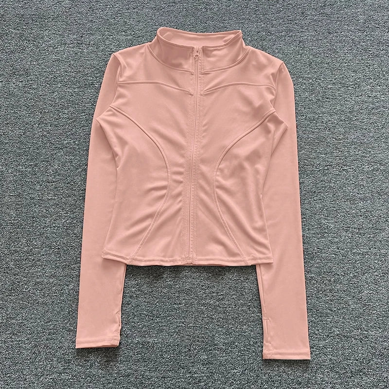 Damen Sportjacke Langarmshirt Trainingsjacke Fitnessbekleidung Yoga Sportbekleidung