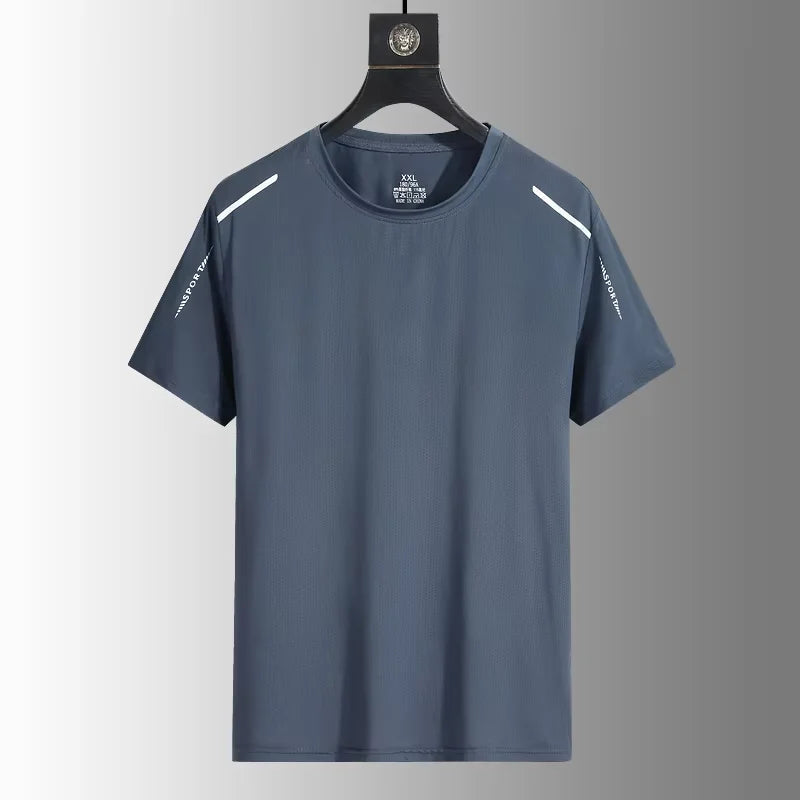 Sommer Herren Lauf-T-Shirts schnelltrocknend atmungsaktiv zum Wandern Angeln weiche Elastizität Outdoor-Sport Kurzarmshirt