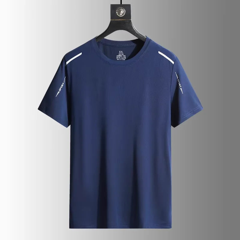 Sommer Herren Lauf-T-Shirts schnelltrocknend atmungsaktiv zum Wandern Angeln weiche Elastizität Outdoor-Sport Kurzarmshirt